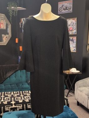 Calvin Klein Black Bell-Sleeve Midi Dress